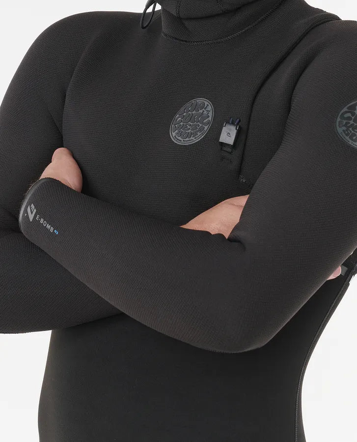 Rip Curl Mens E Bomb 5/4 Zip Free Hooded Wetsuit