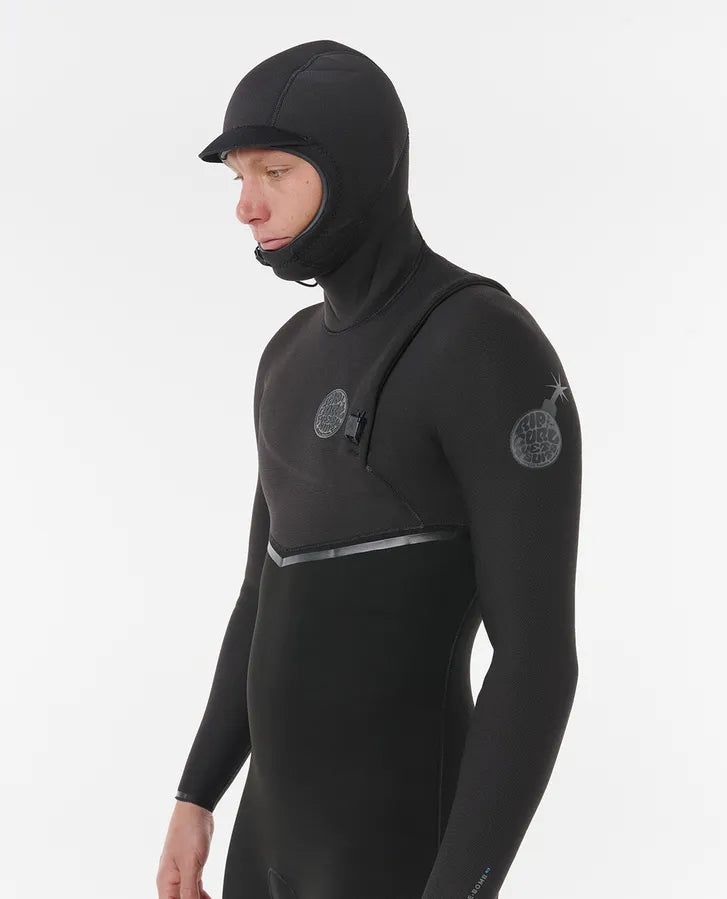 Rip Curl Mens E Bomb 5/4 Zip Free Hooded Wetsuit