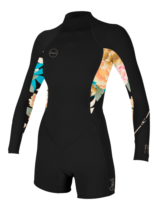 O'Neill Womens Bahia 2/1 Back Zip Spring Suit - Black/Mikah Floral/Black
