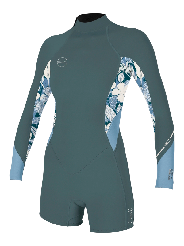O'Neill Womens Bahia 2/1 Back Zip Spring Suit - Shade/Palmento Tropics/Fade Denim
