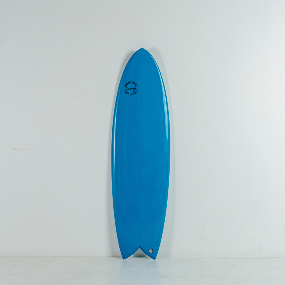 Circle One Heritage Keel Twin Fish Surfboard - Sky Blue