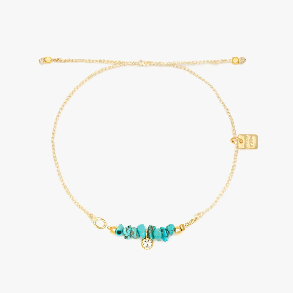 Pura Vida Dainty Turquoise Gold Charm Bracelet