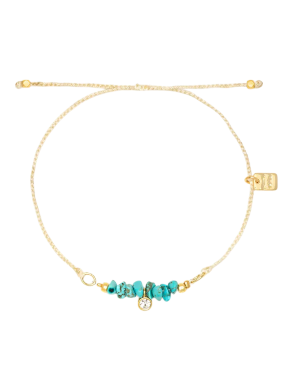 Pura Vida Dainty Turquoise Gold Charm Bracelet