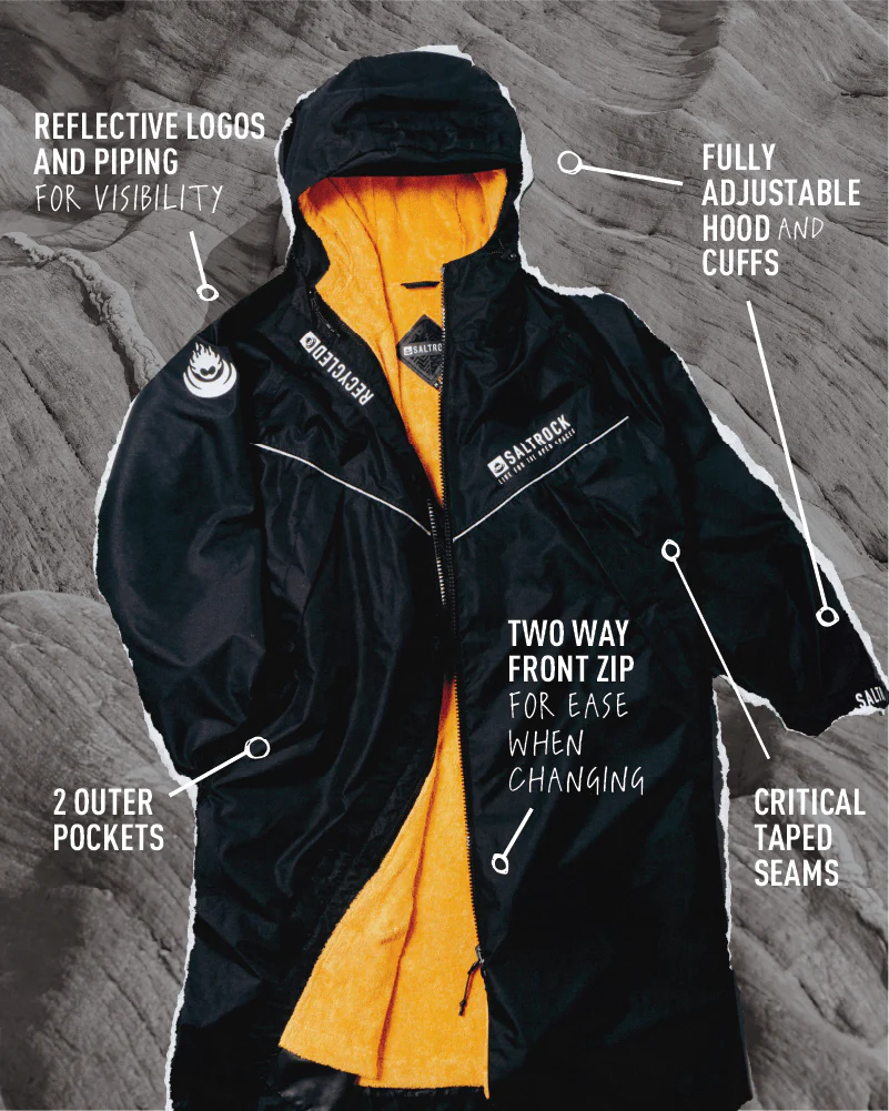 Saltrock 3 in 1 Recycled Changing Robe - Black/Yellow