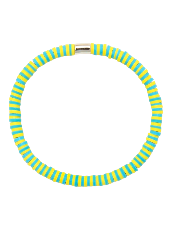 Pura Vida Sunbleached Aqua Seascape Vinyl Disc Stretch Bracelet