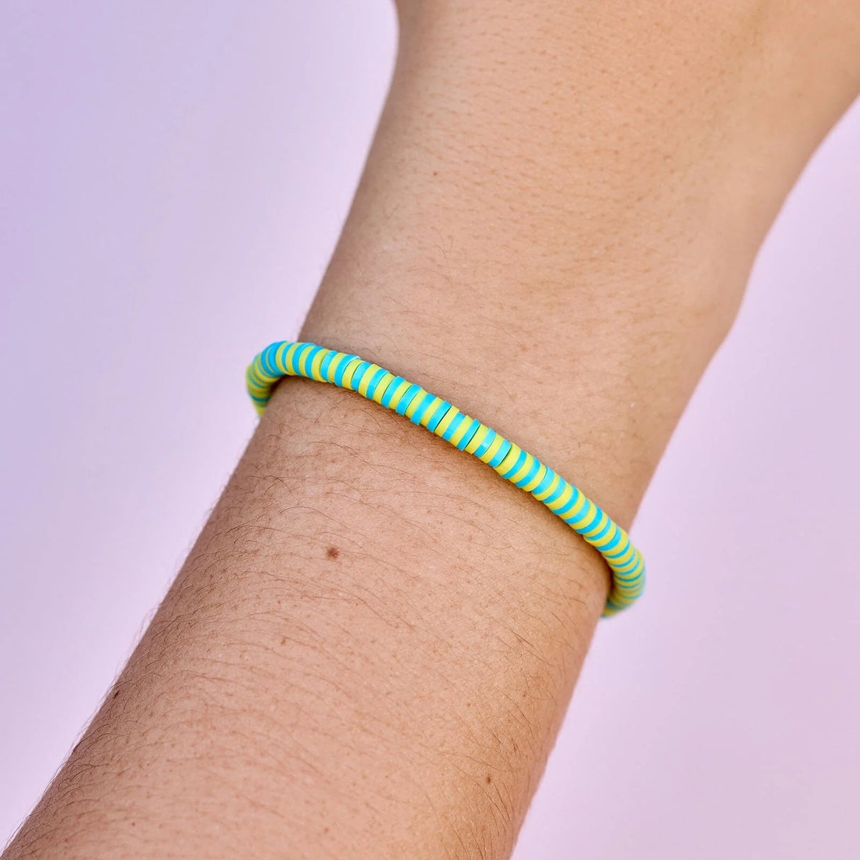 Pura Vida Sunbleached Aqua Seascape Vinyl Disc Stretch Bracelet