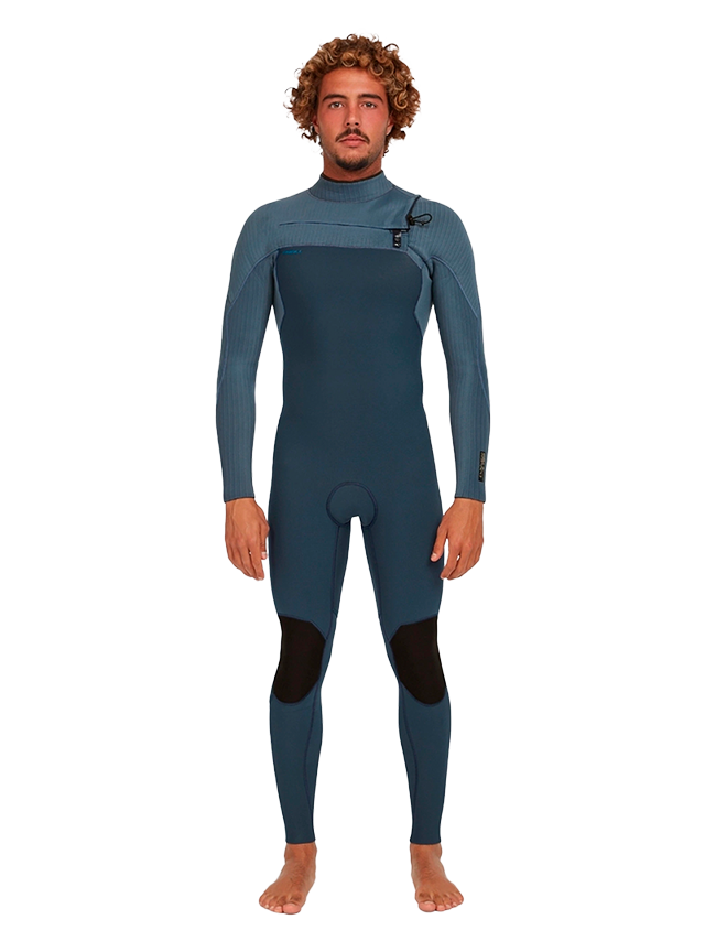 O'Neill Mens Hyperfreak 4/3+ Chest Zip Wetsuit - Dark Orien/Copen Blue