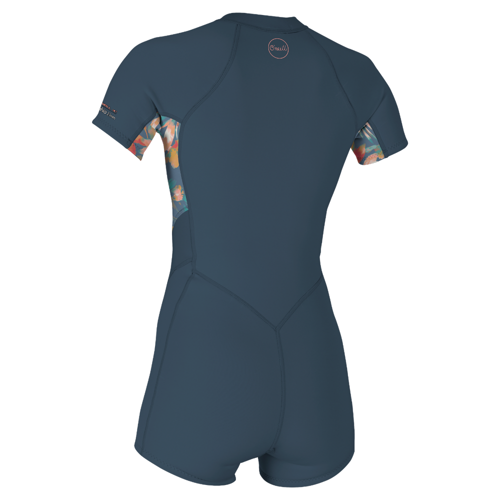 O'Neill Womens Bahia 2/1 Front Zip Shortie - Copenblu/Painted Tropics/Copenblu