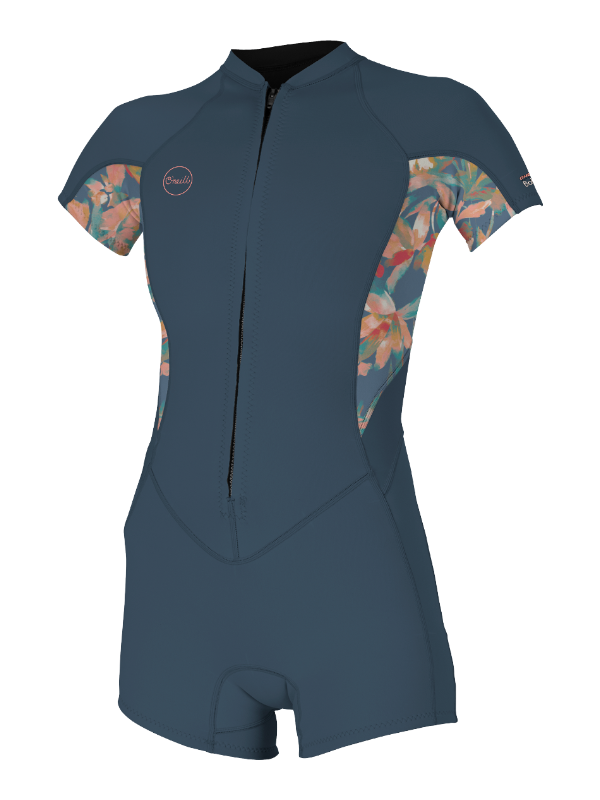 O'Neill Womens Bahia 2/1 Front Zip Shorty - Copenblu/Painted Tropics/Copenblu