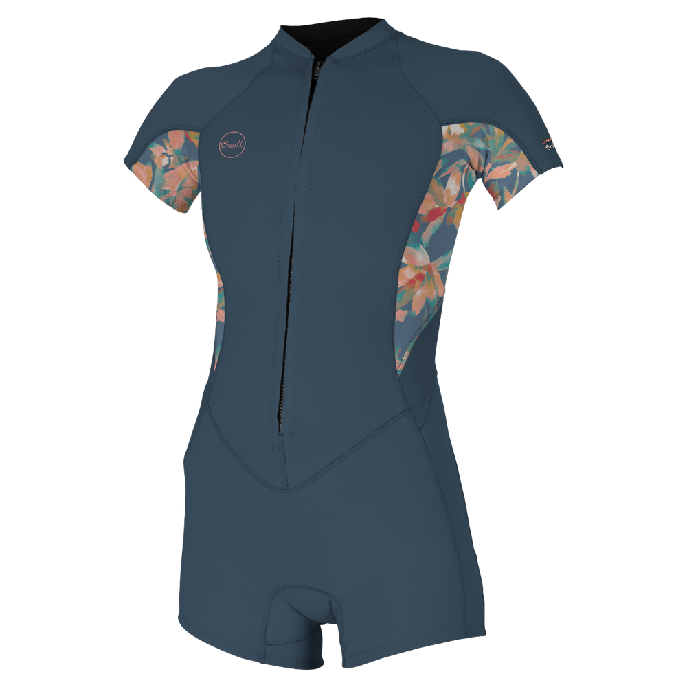 O'Neill Womens Bahia 2/1 Front Zip Shortie - Copenblu/Painted Tropics/Copenblu