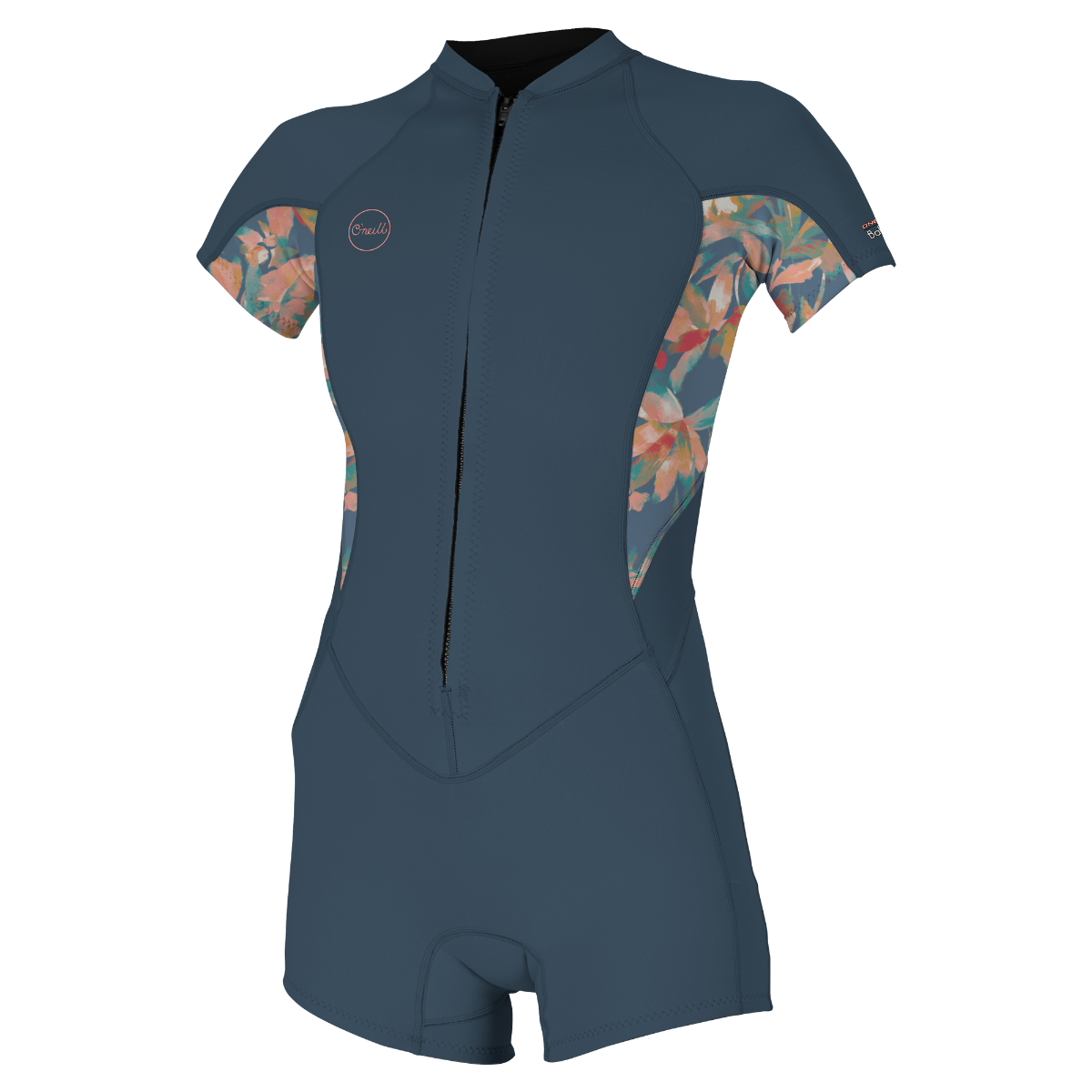 O'Neill Womens Bahia 2/1 Front Zip Shortie - Copenblu/Painted Tropics/Copenblu