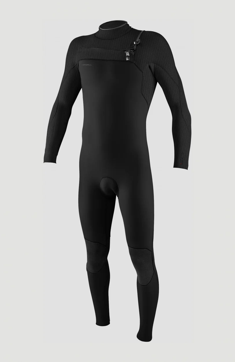 O'Neill Mens Hyperfreak 4/3+ Chest Zip Wetsuit - Black/Black