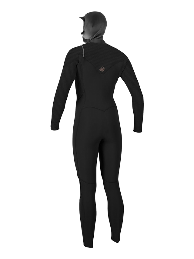 O'Neill Womens Hyperfreak 5/4+ Hooded Chest Zip Wetsuit - Black