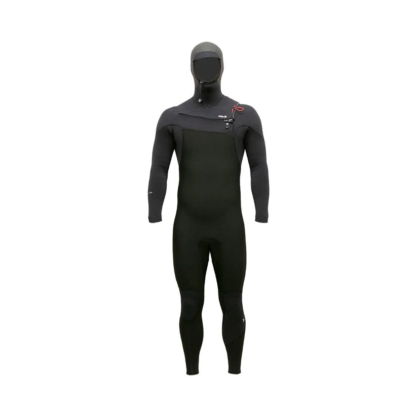 Alder Mens EVO Fire MX Hooded 6/4 Chest Zip Wetsuit - Black