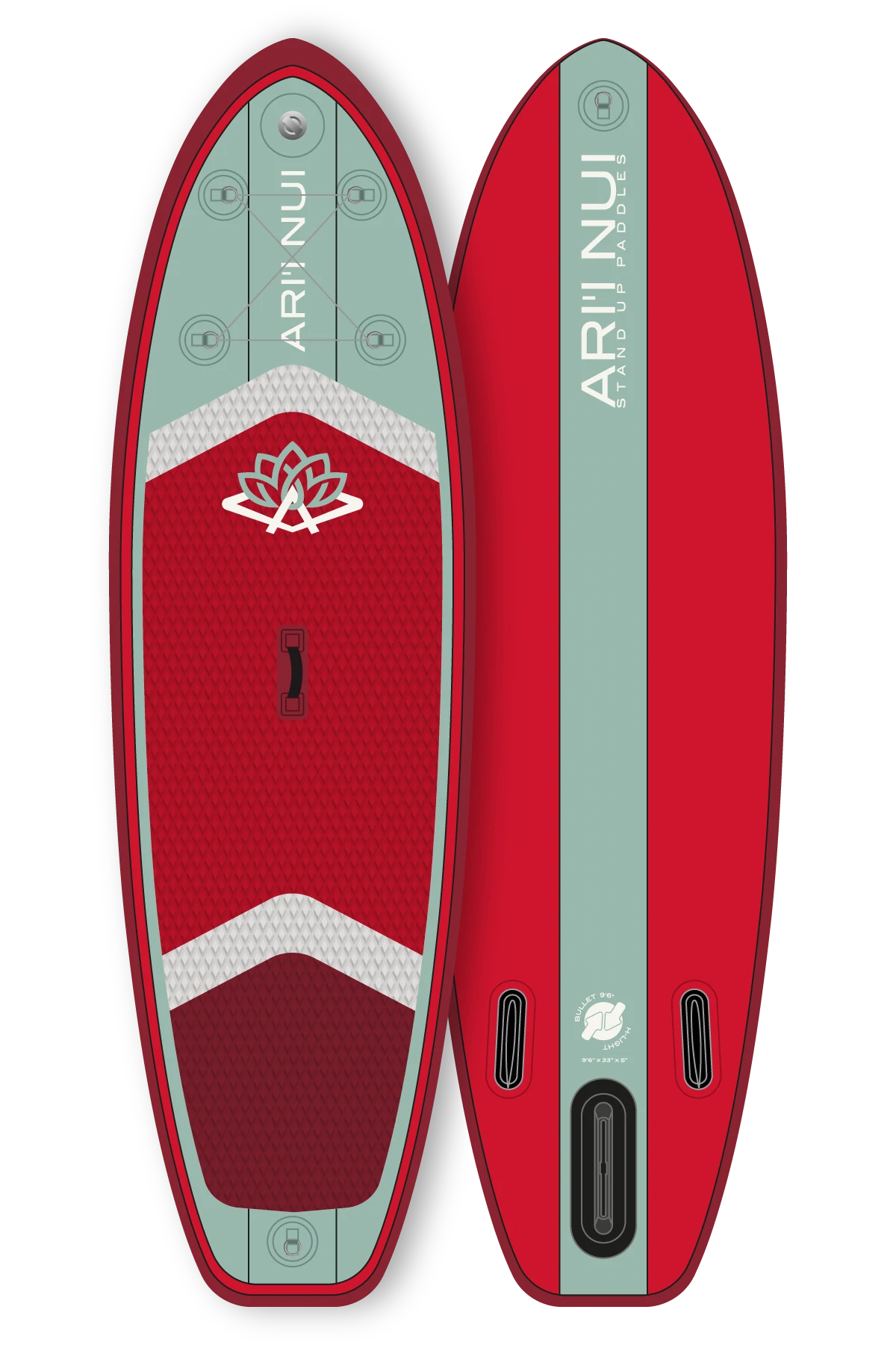Ari'i Nui H Lite Bullet 9'6" Inflatable Stand Up Paddle Board - Moss/Red - Save £150-Paddle Boarding-troggs.com