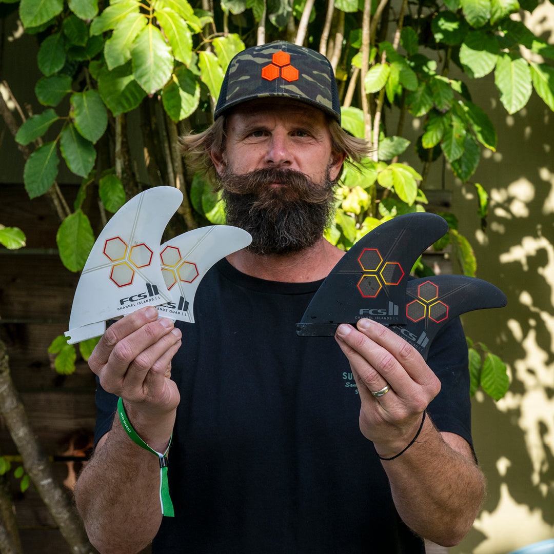 FCS 2 Channel Islands PC Reactor Tri Quad Fins - Black/Flame