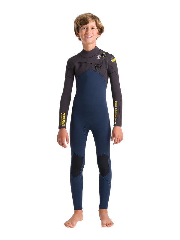 C-Skins Junior NuWave Session 4/3 Chest Zip Wetsuit - Bluestone/Meteor/Saffron