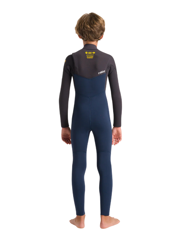 C-Skins Junior NuWave Session 4/3 Chest Zip Wetsuit - Bluestone/Meteor/Saffron