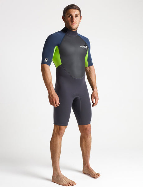 C-Skins Mens Element 3/2 Shortie - Black/Lime-Mens Wetsuits-troggs.com