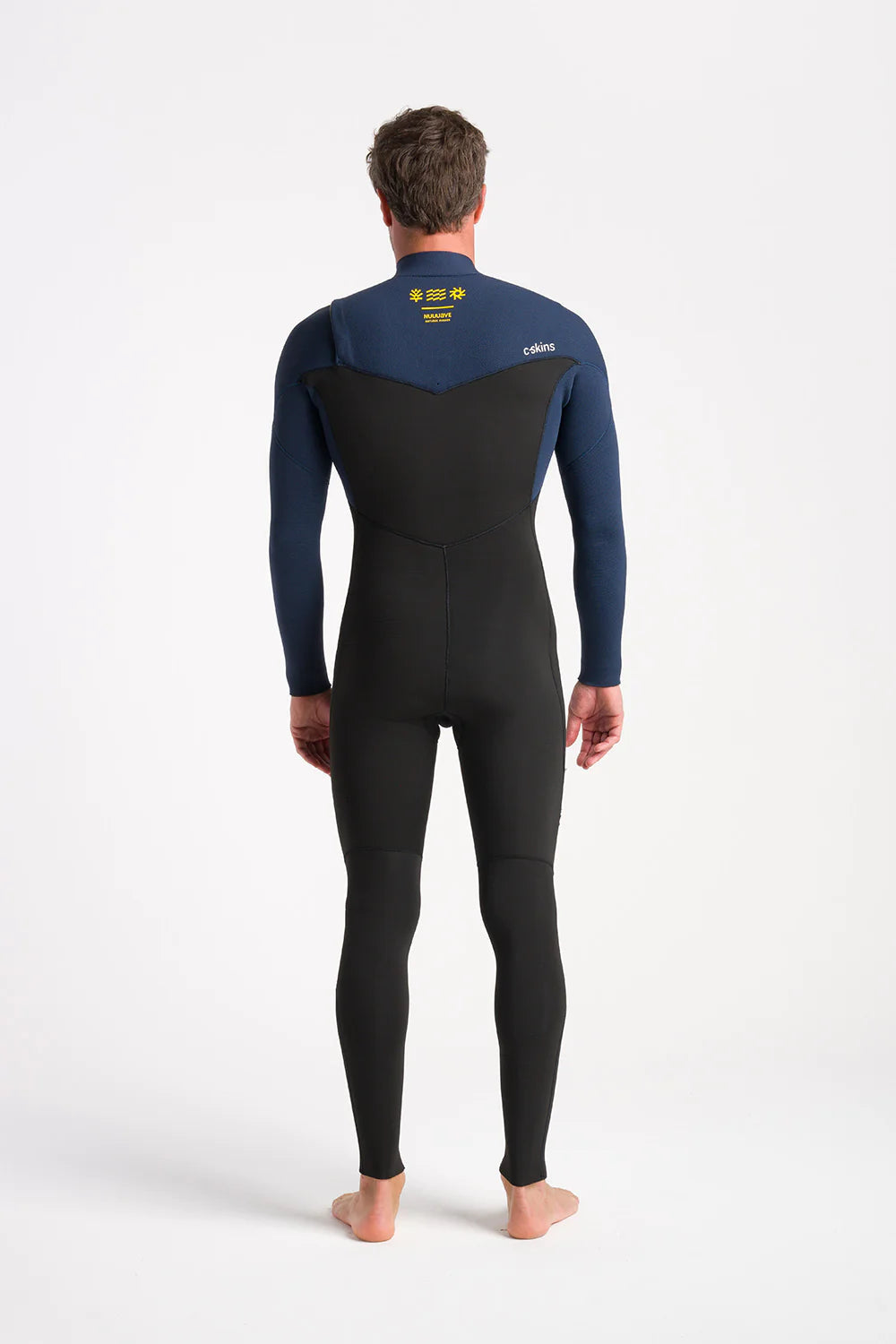 C-Skins Mens NuWave Session 4/3 Chest Zip Wetsuit - Black X/Bluestone/Saffron-Mens Wetsuits-troggs.com