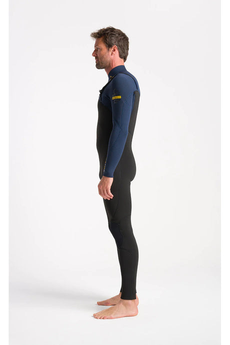C-Skins Mens NuWave Session 4/3 Chest Zip Wetsuit - Black X/Bluestone/Saffron-Mens Wetsuits-troggs.com