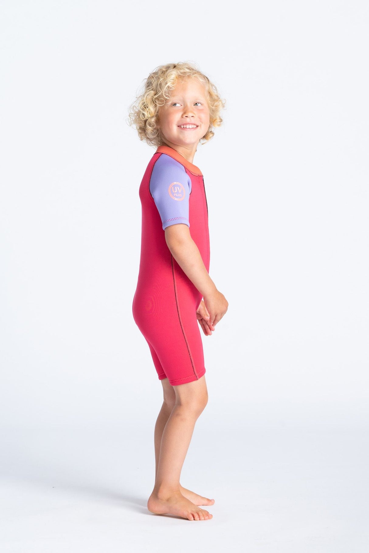 C-Skins Toddler C-Kid Front Zip Shortie - Coral/Lilac/Bright Coral-Kids Wetsuits-troggs.com
