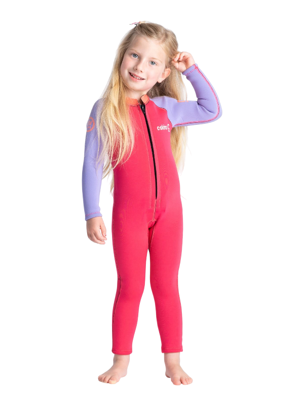 C-Skins Toddler C-Kid Front Zip Wetsuit - Coral/Lilac/Bright Coral
