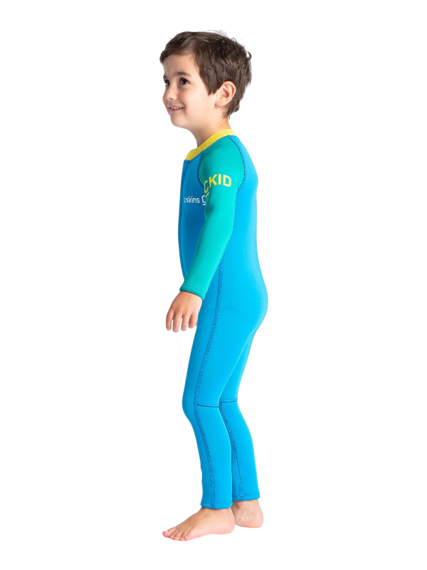 C-Skins Toddler C-Kid Front Zip Wetsuit - Cyan/Green/Aurora Yellow
