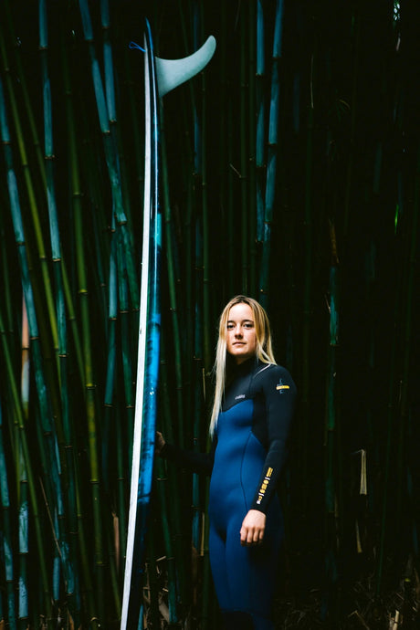 C-Skins Womens NuWave Surflite 4/3 Wetsuit - Bluestone/Black/Saffron-Womens Wetsuits-troggs.com