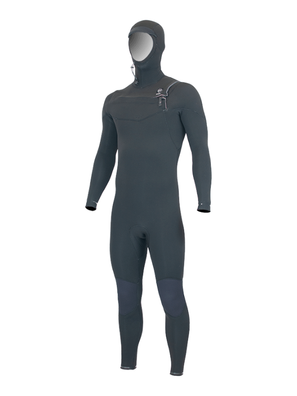 Alder Mens EVO Fire MX Hooded 6/4 Chest Zip Wetsuit - Black