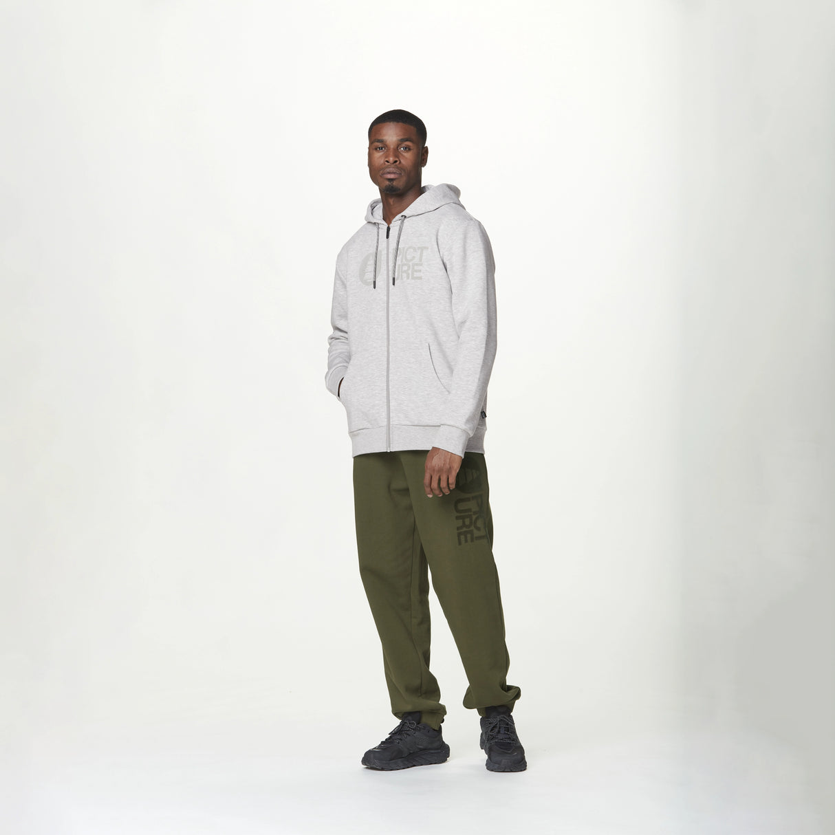 Picture Basement Flock Zip Hoodie - Grey Melange