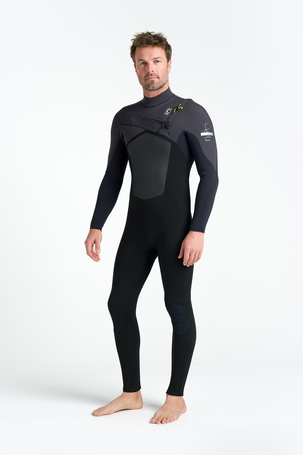C-Skins NuWave Rewired 5/4 Chest-Zip Wetsuit - Black/Lime