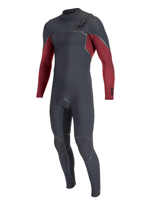 O'Neill Mens Hyperfreak Fire 5/4+ Chest Zip Wetsuit - Black/ DKRed