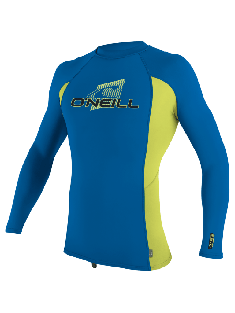 O'Neill Youth Premium Skins L/S Rash Vest - Ocean/Electric Blue/Lime-Rash Vests & Thermal Vests-troggs.com