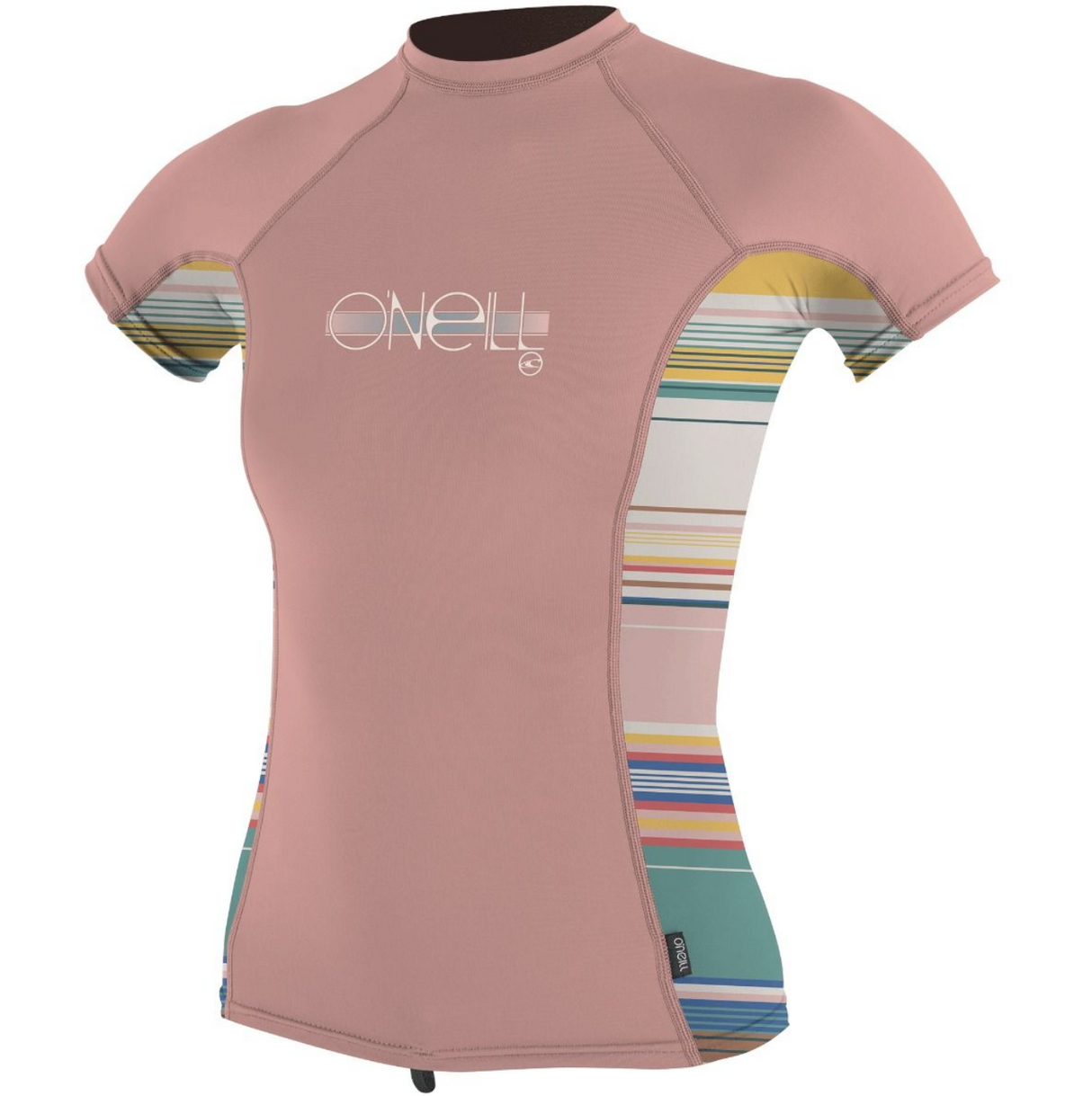 O'Neill Youth Premium Skins S/S Rash Vest - Peony/Baja Stripe/Peony-Rash Vests & Thermal Vests-troggs.com