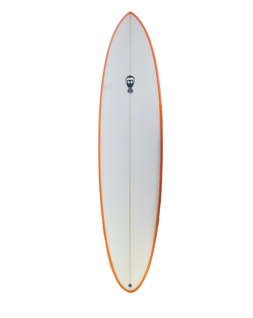 Mark Phipps One Bad Egg 7'2 Surfboard FCS 2 - Orange Rails