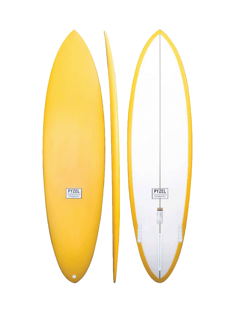 Pyzel Mid Length Crisis Surfboard Futures - Yellow