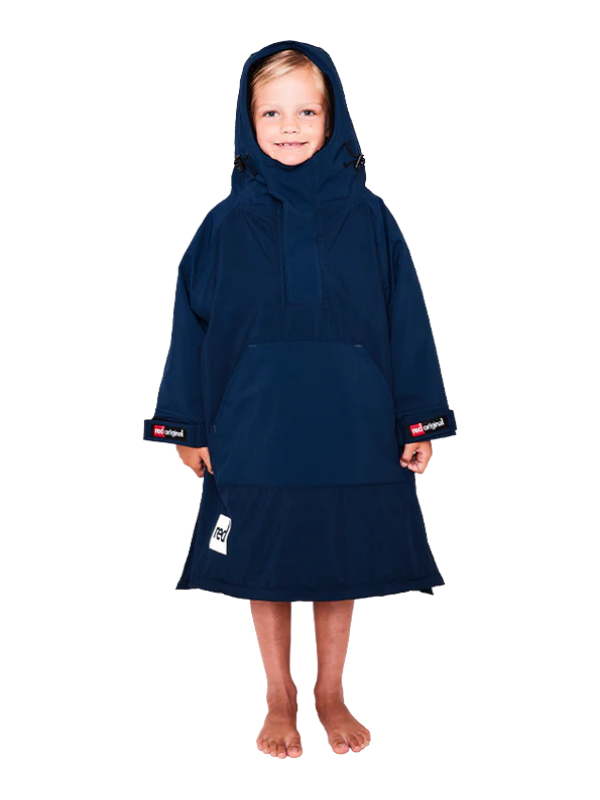 Red Original Change Kids Poncho Half-Zip Long Sleeve - Navy