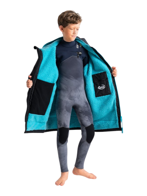 Robie Robes Junior Dry-Series Recycled Short Sleeve Changing Robe - Black/Charcoal