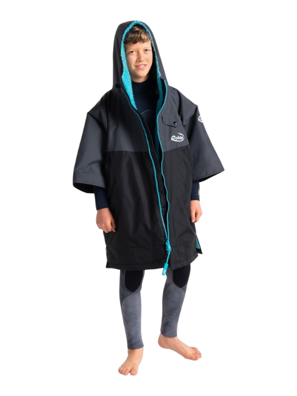 Robie Robes Junior Dry-Series Recycled Short Sleeve Changing Robe - Black/Charcoal