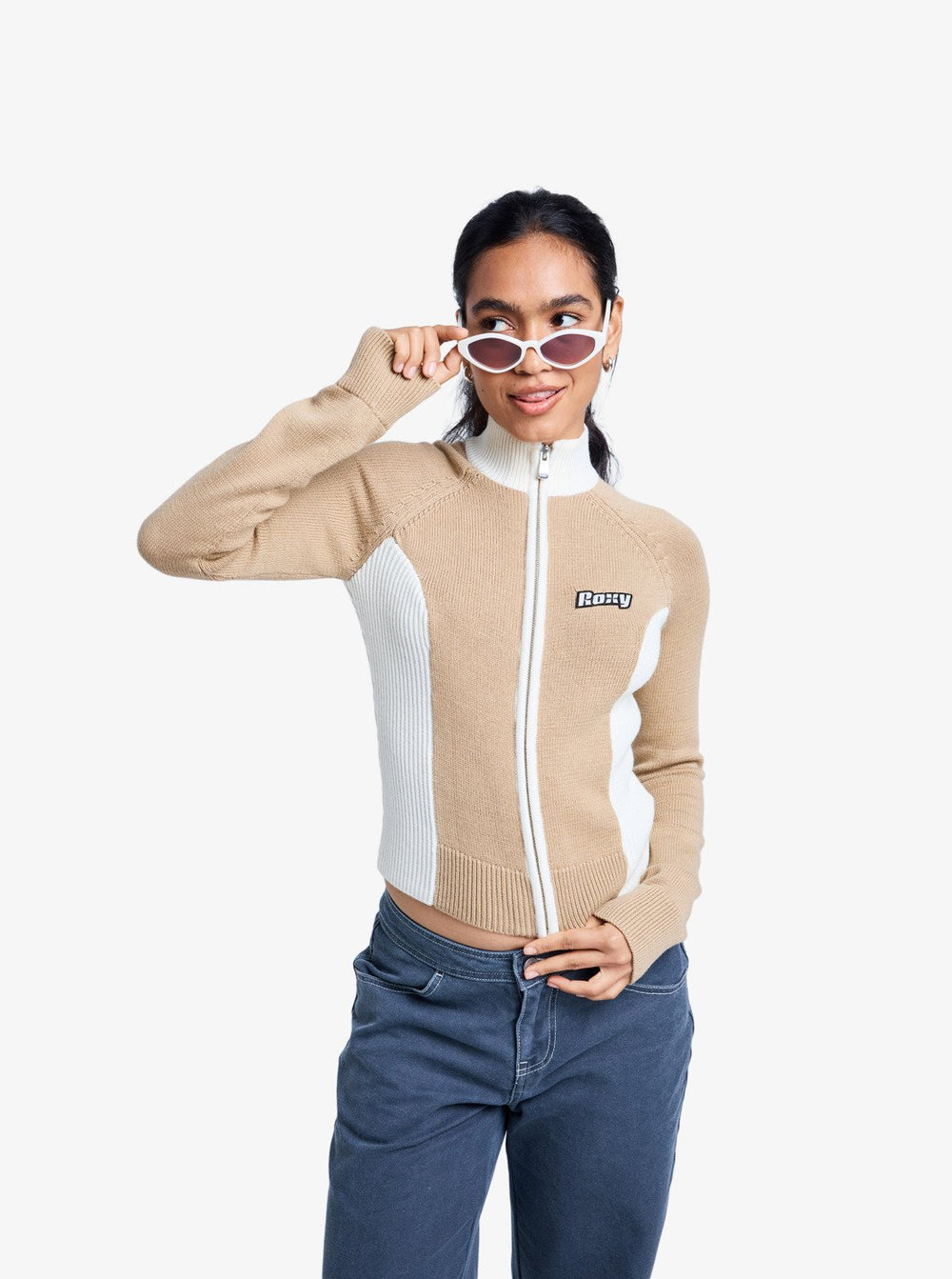 Roxy Chloe Kim Mock Neck Zip Knit