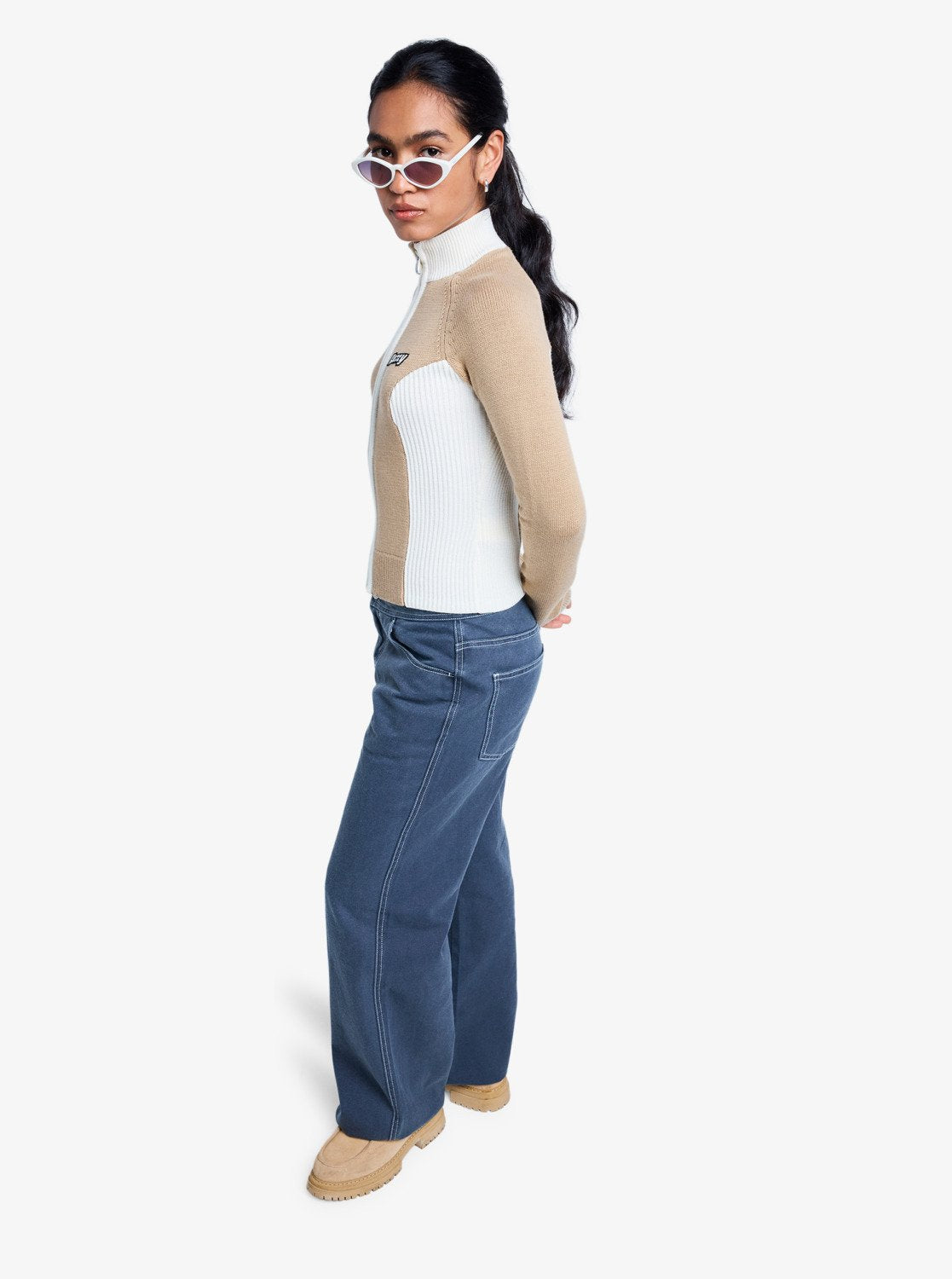 Roxy Chloe Kim Mock Neck Zip Knit