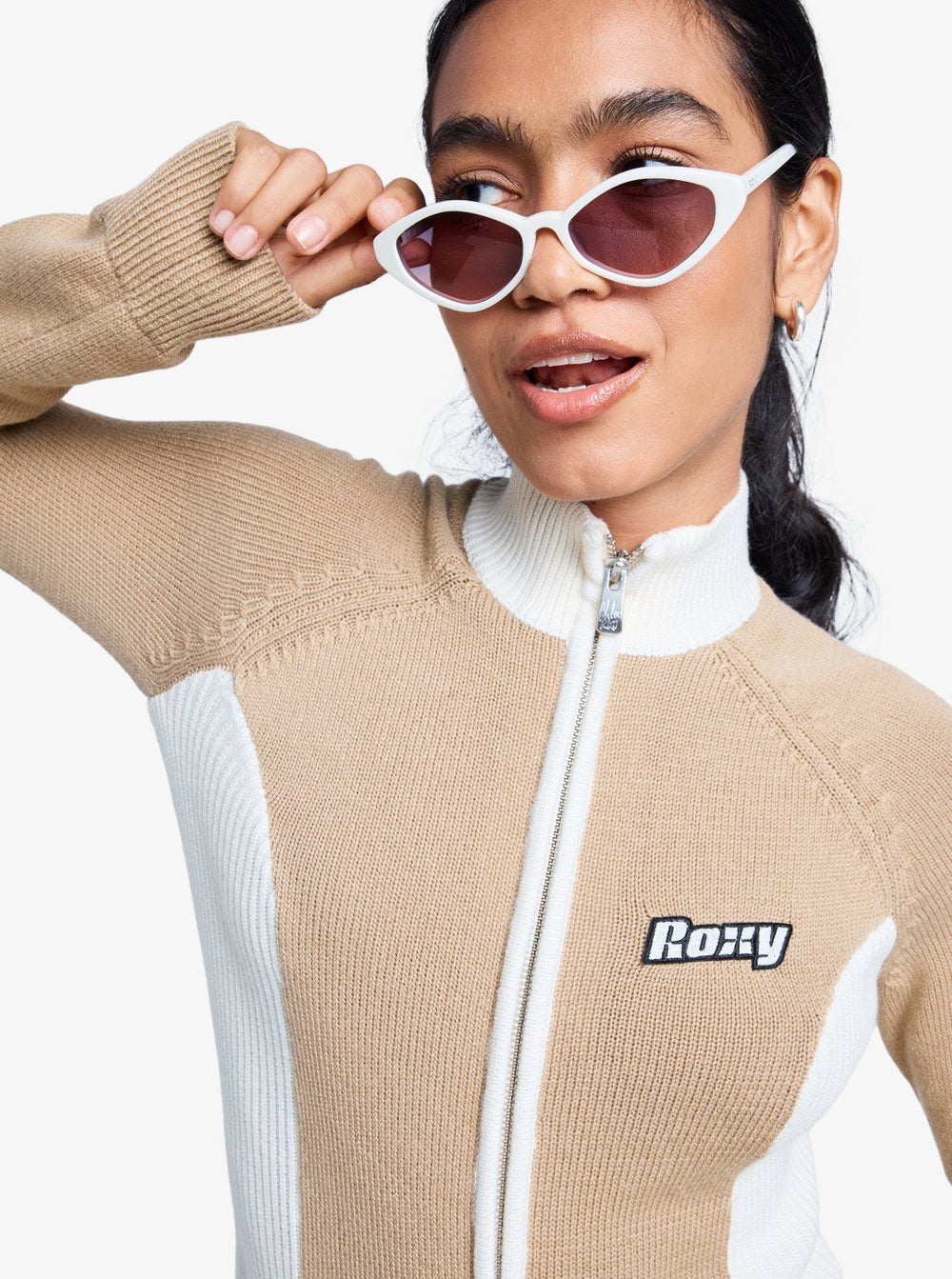 Roxy Chloe Kim Mock Neck Zip Knit