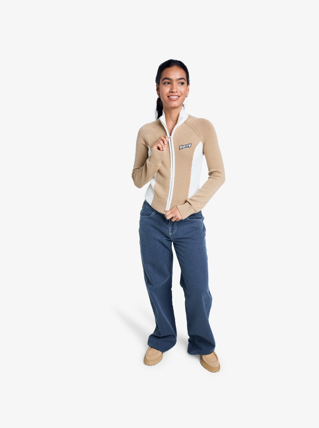 Roxy Chloe Kim Mock Neck Zip Knit