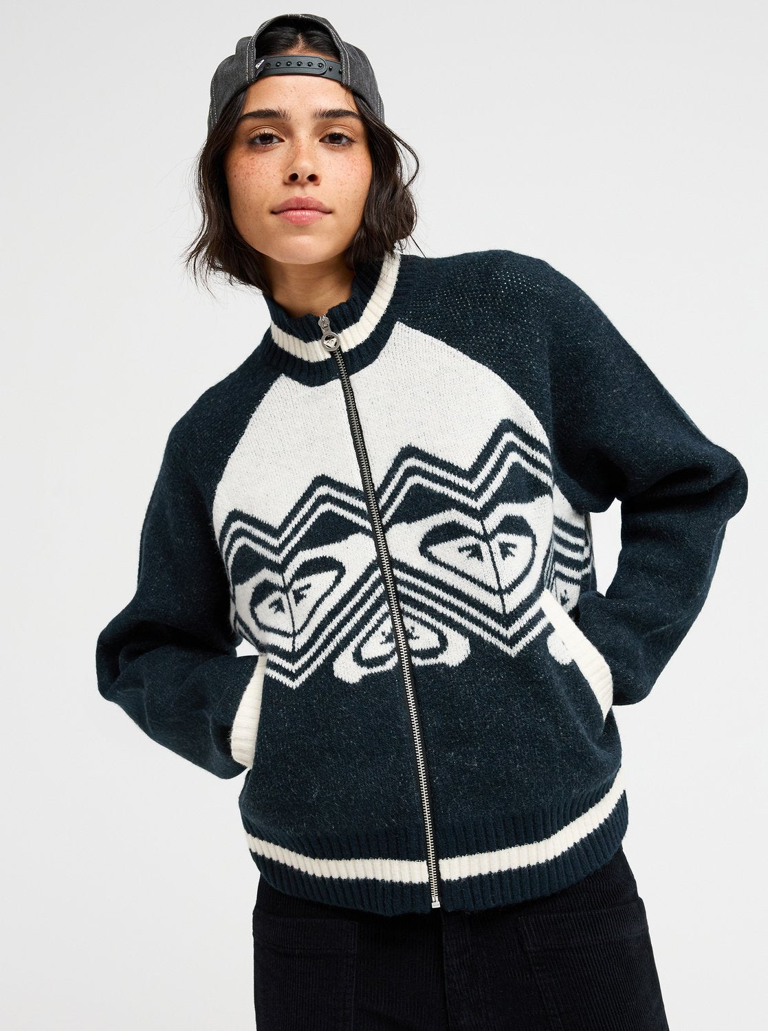 Roxy Under Northern Lights Mock Neck Zip Cardigan