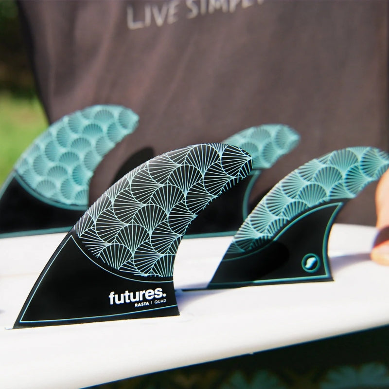 Futures Rasta Honeycomb Quad Fins - Black/Teal
