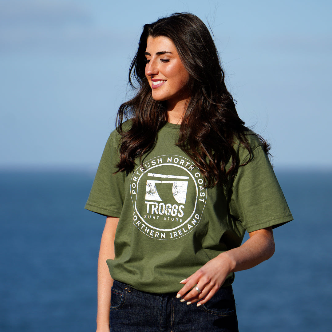 Troggs Mono Sticker T-Shirt - Olive