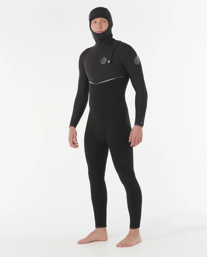 Rip Curl Mens E Bomb 5/4 Zip Free Hooded Wetsuit