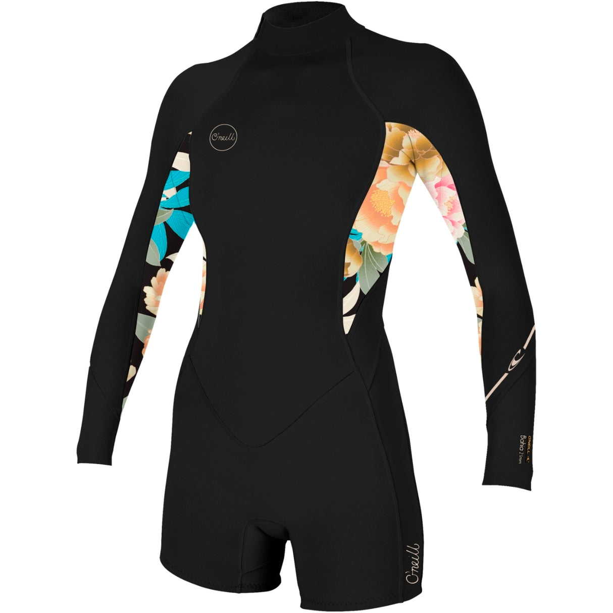 O'Neill Womens Bahia 2/1 Back Zip Spring Suit - Black/Mikah Floral/Black