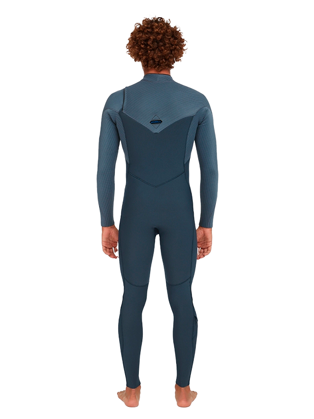 O'Neill Mens Hyperfreak 4/3+ Chest Zip Wetsuit - Dark Orien/Copen Blue
